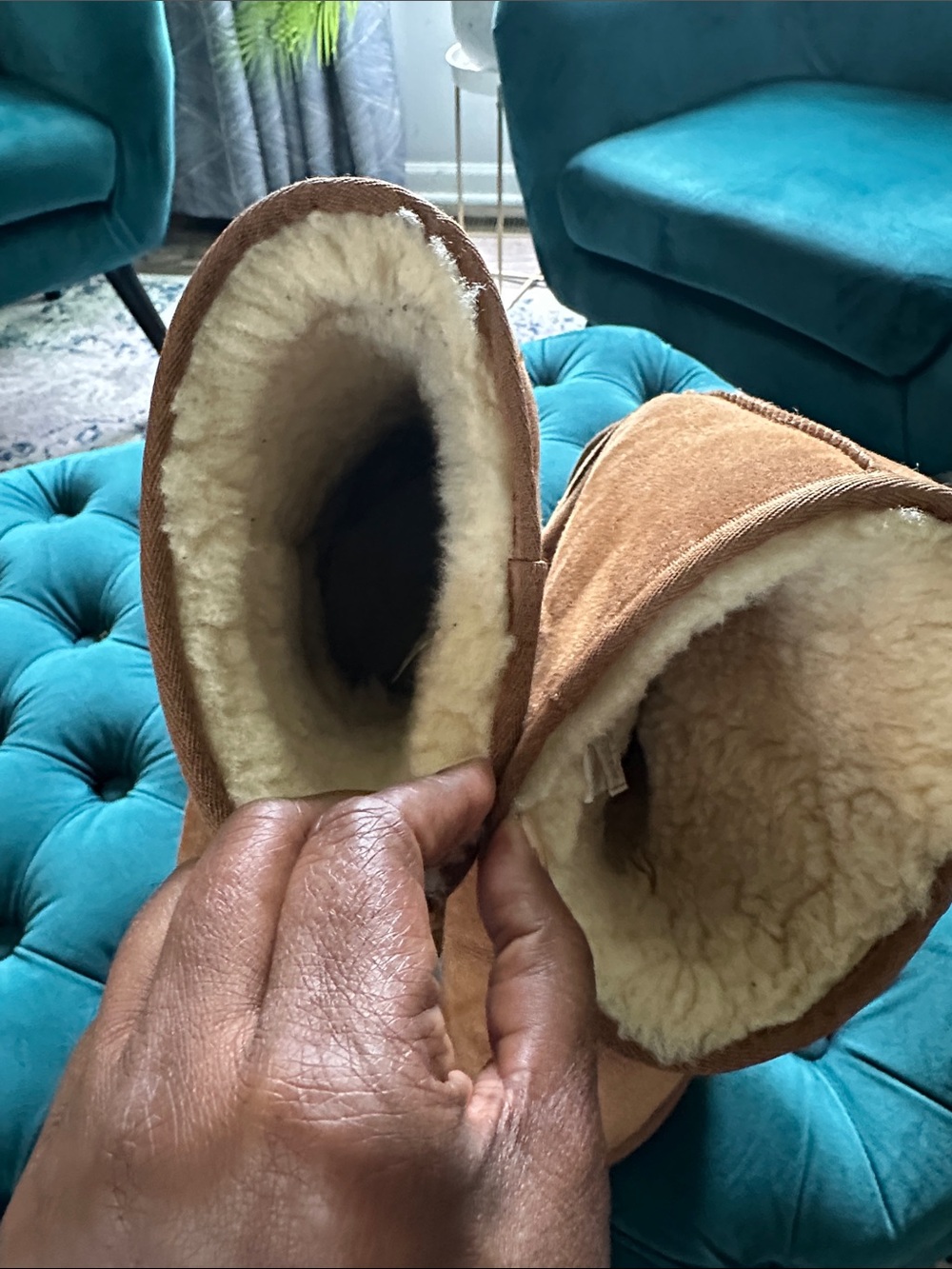 UGG Chestnut Suede Shearling Boots - Picture 9 of 9